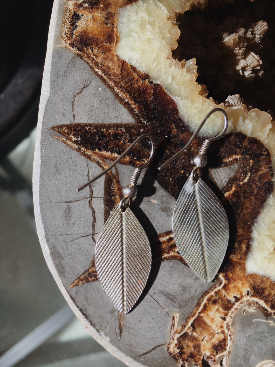 Silver Leaf Drop Earrings